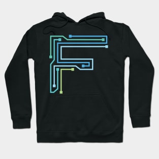 Alphabet F Circuit Typography Design Hoodie